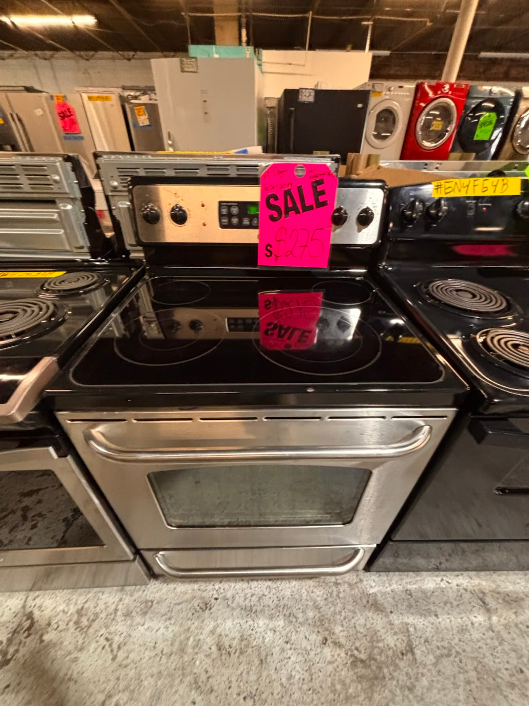 }}SPECIAL 🔥🔥GE electric 220v glass top range bake Broil roast self clean oven stainless steel working 💯  with warranty ! 30" used-Refurbished #GEA1Y71B