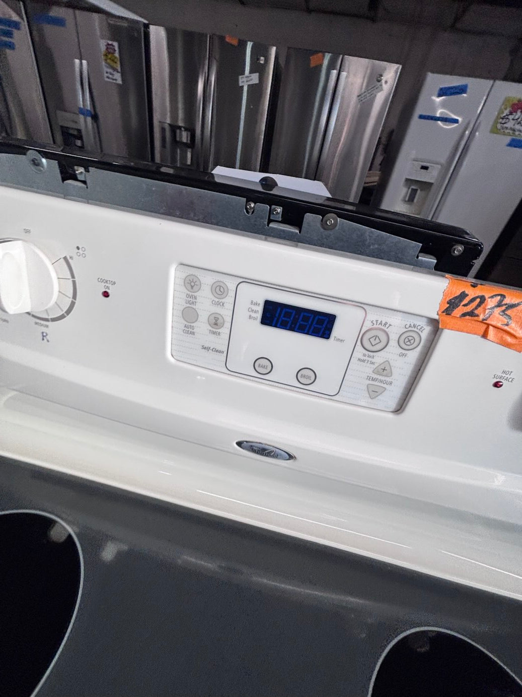}sale🔥Whirlpool off white electric 220v glass top range 4 burners bake Broil roast auto clean 30" used-Refurbished #ESW71B