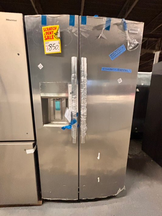 >newOpen Box 📦 | scratch & dent Frigidaire gallery Counter Depth
36”in. 22.3 cu. ft. Side-by-Side Refrigerator in Stainless Steel with iced maker & water dispenser #FR231TB