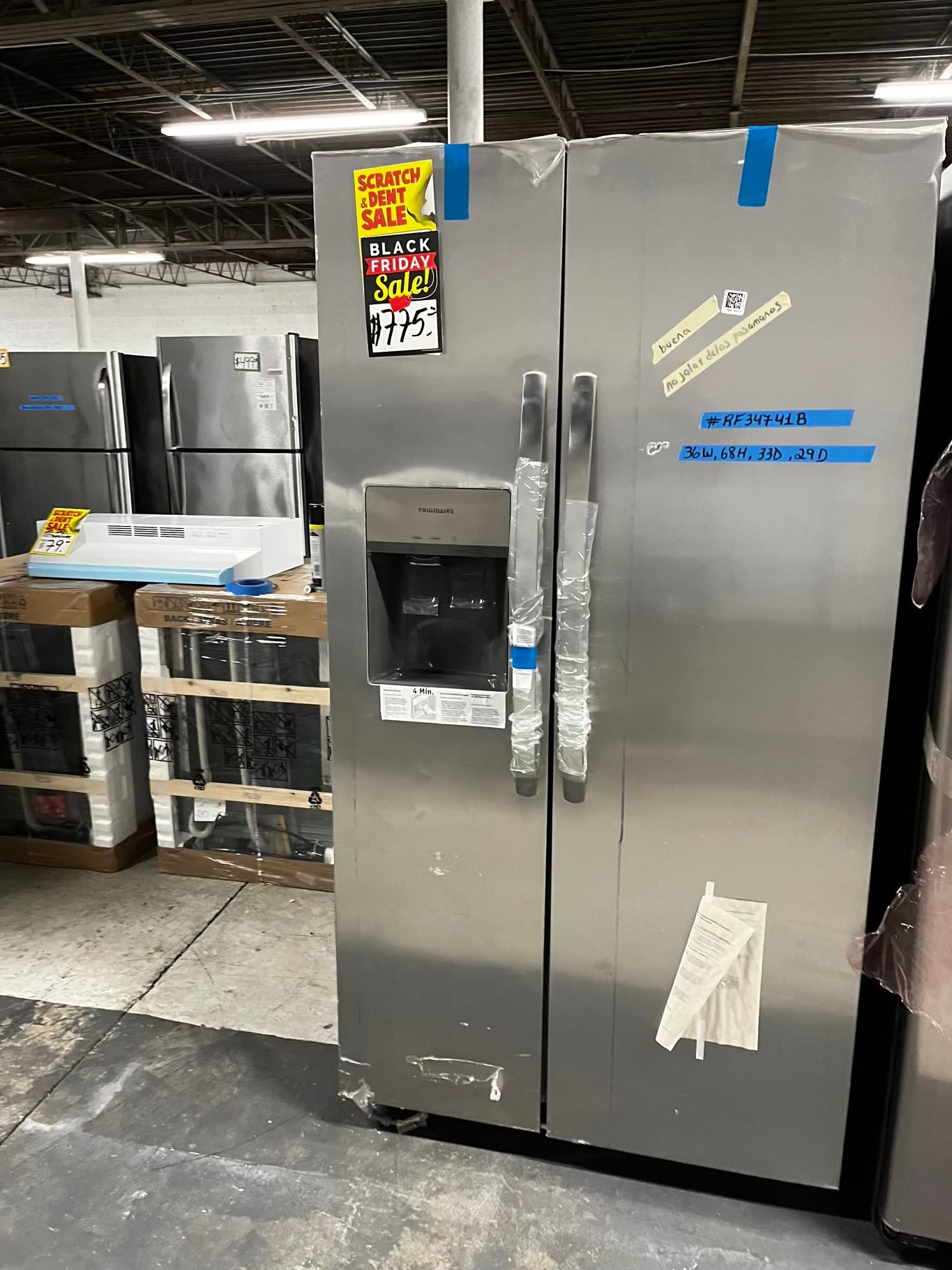 * 🎉 BlacK Friday ⚡️ Open Box 📦 | scratch & dent Frigidaire side x side  refrigerator w/ice water dispenser stainless steel 36" #RF34741B