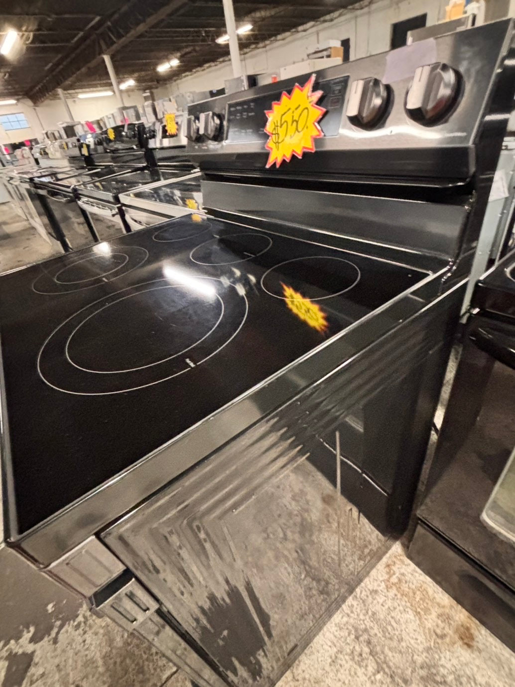 >samsung Airfry convection oven -glass top electric range 220v 5 burner black stainless steel warm zone bake broil used-Refurbished fast boil 30" #ELSA92B