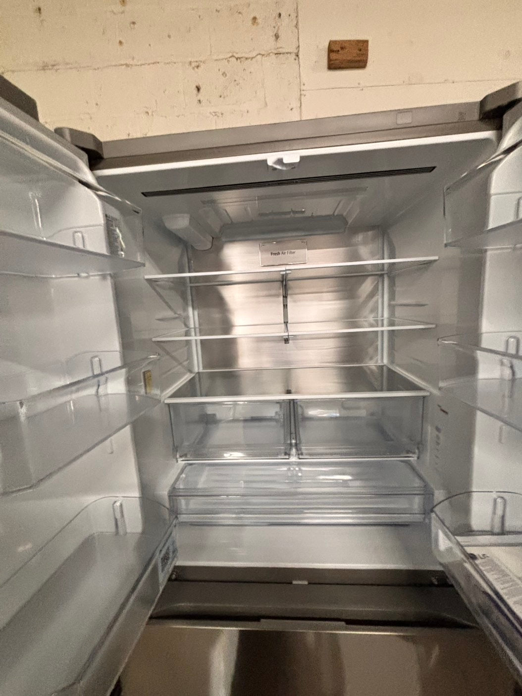 > LG new open box 📦 costumer return 27 cu. ft. SMART Counter Depth MAX French Door Refrigerator with Ice and Water inside ADA Comp in PrintProof Stainless Steel #RLIOAB