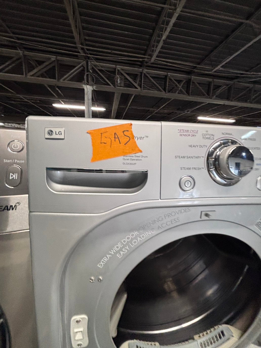 >*LG GAS  washer large capacity& dryer steam set front load stackable or side by side gray 27” in used-Refurbished #SFLG9B6ET