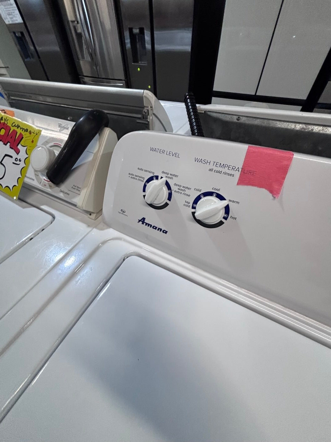 }}Amana  top load washer with agitator & electric dryer 220v  set top load side by side #AWM23TB