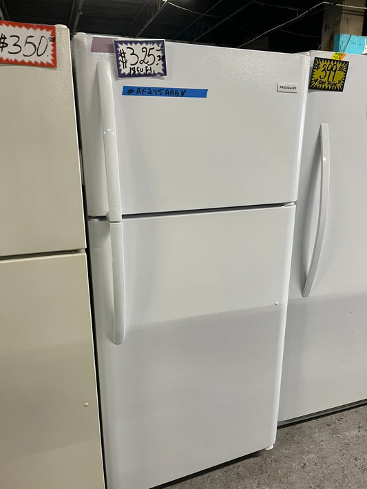 - Frigidaire top freezer refrigerator in white used Refurbished 30" ITEM #RF245AAB