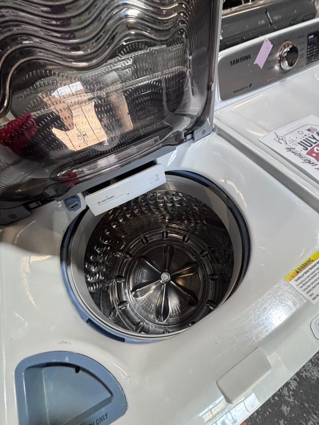 >*samsung white  top top load washer large capacity & dryer set electric 220v side x side top load stainless steel drum white color used-refurbished #W5AABB