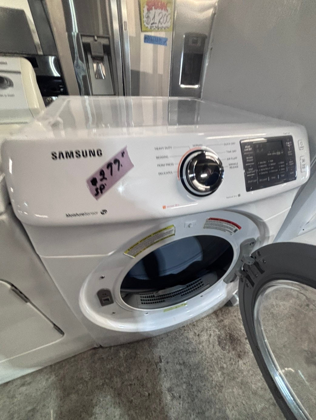 >*July 4th sale 🔥🇺🇸 samsung steam sensor Dry front load stackable electric 220v dryer in white  color used-refurbished 27" #DEQQ4NB