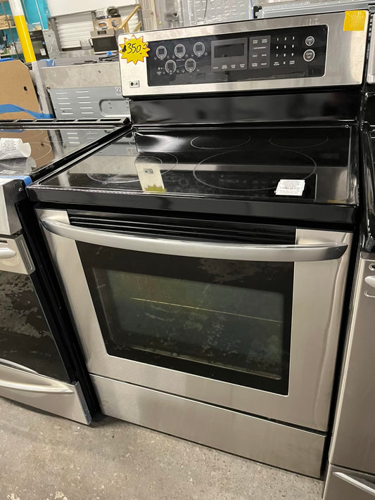 LG electric range stainless steel 5 burner warming zone convection bake roast broil self clean 30" #ER750NB