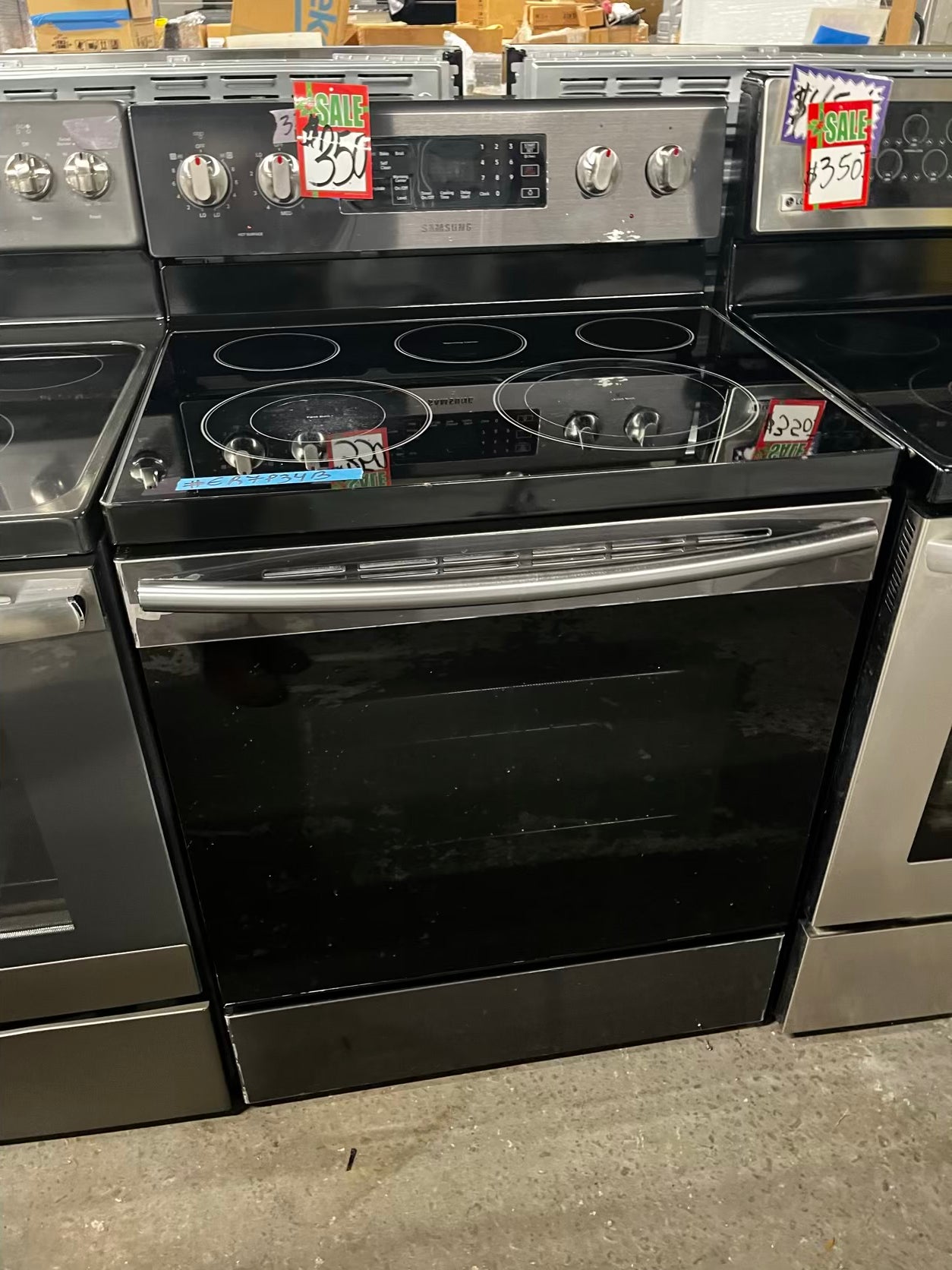 🎁Holiday Sale 🎄 Samsung electric 220v glass top range 5 burner Refurbished convection bake Broil self clean black stainless steel 30" #ER7P34B