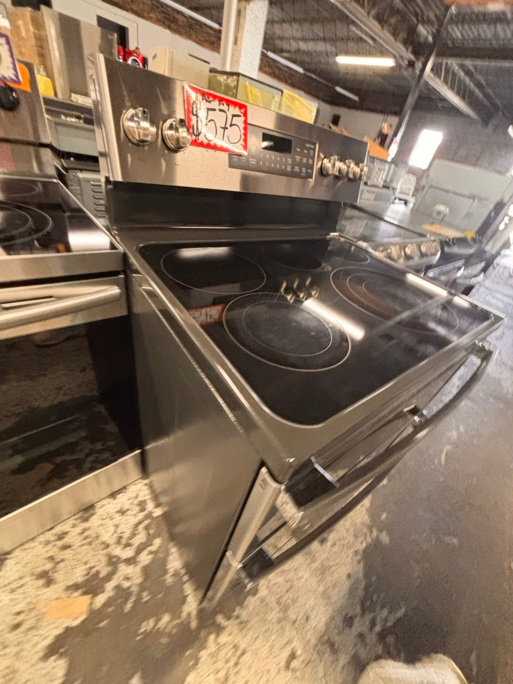 }} GE double oven Airfry convection oven electric 220v glass top range bake Broil roast self clean oven stainless steel working 💯  with warranty ! 30" used-Refurbished #GEST391B