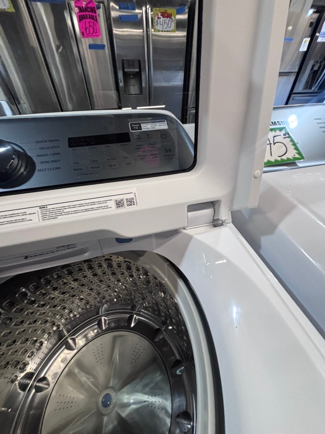 >*samsung extra  Large capacity white color Top load washer Drum stainless steel used,refurbished #SWPY57B