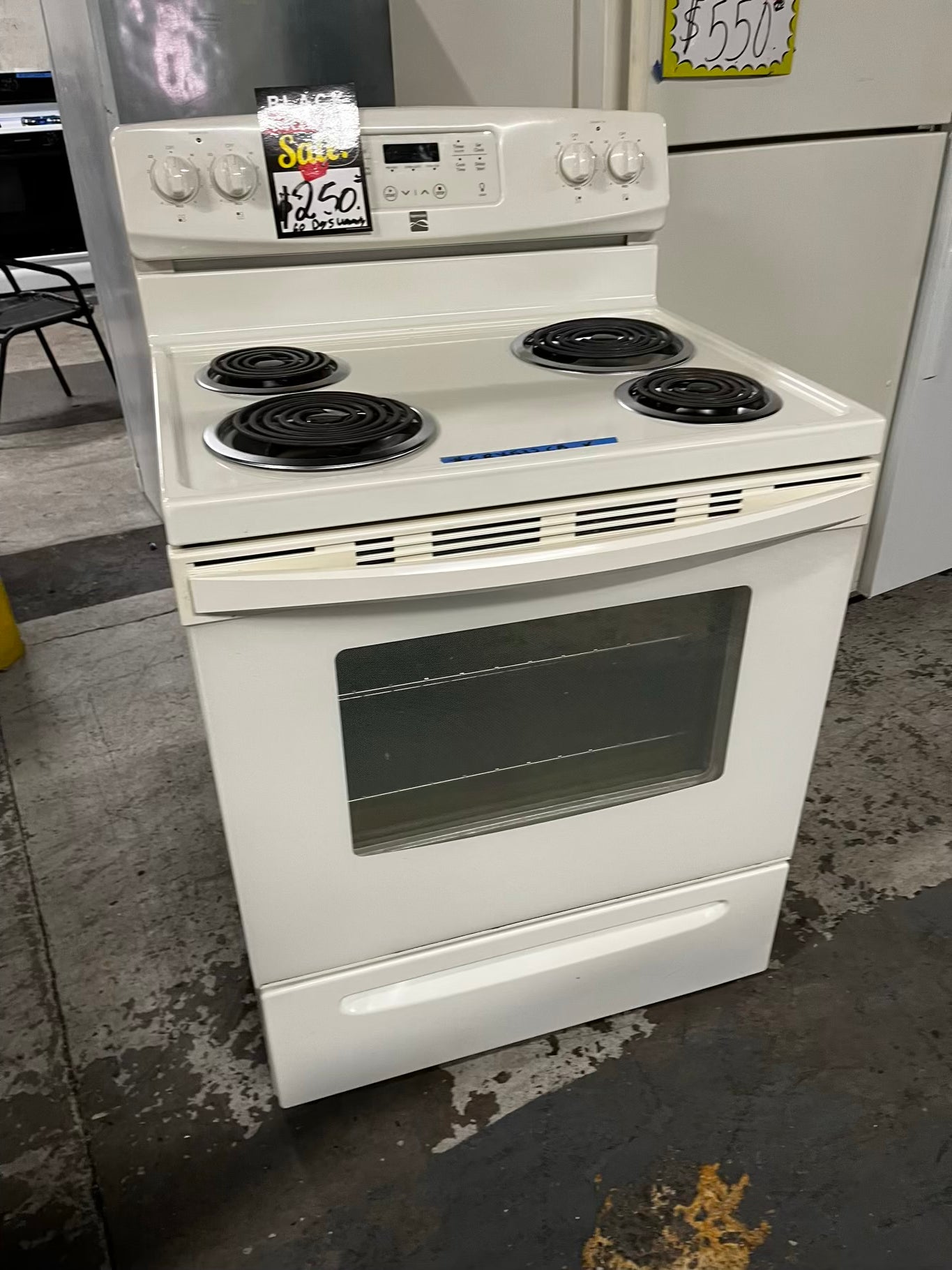 * 🎉 BLACK FRIDAY ⚡️ Kenmore  glass top electric range coil 220v 4 burner Refurbished in off white  bake Broil self clean  30" #ER7532CB