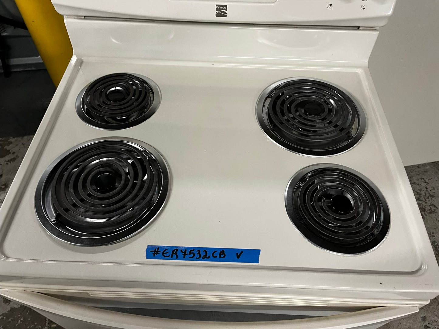 * 🎉 BLACK FRIDAY ⚡️ Kenmore  glass top electric range coil 220v 4 burner Refurbished in off white  bake Broil self clean  30" #ER7532CB