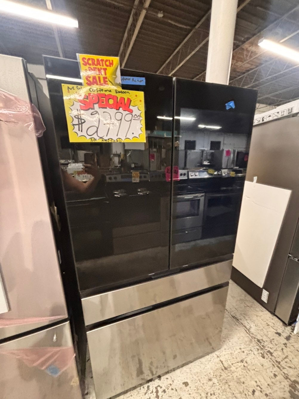 >special🎈New open box (costumer return ) Samsung - Bespoke 29 cu. ft. Full size  4-Door French Door Refrigerator with AI Family Hub+ - Charcoal Glass  & Black/Charcoal #RFFH2241B
