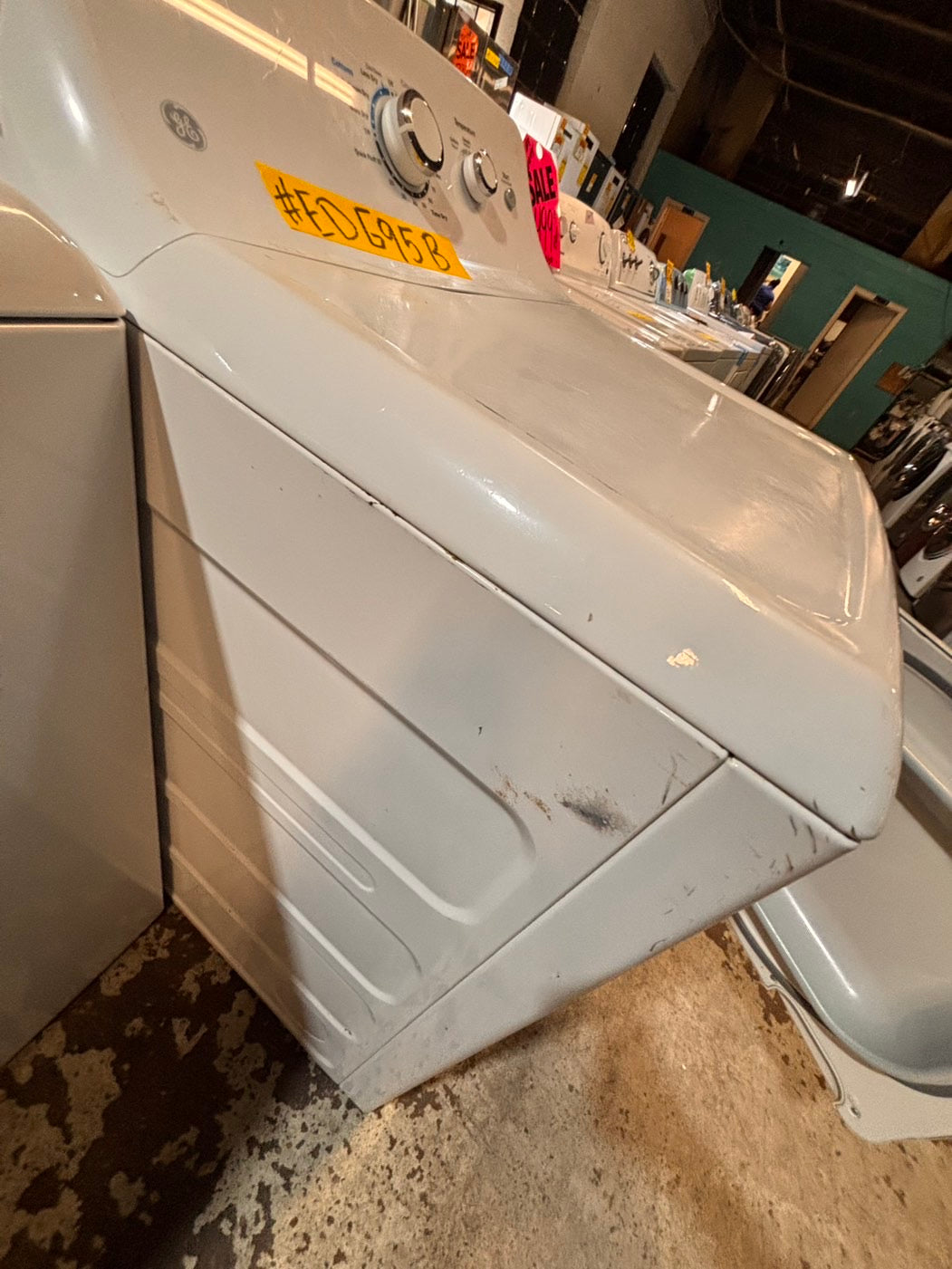 >*GE white  top top load washer with agitator  large capacity & dryer set electric 220v side x side top load stainless steel drum white color used-refurbished #GWD9ABB