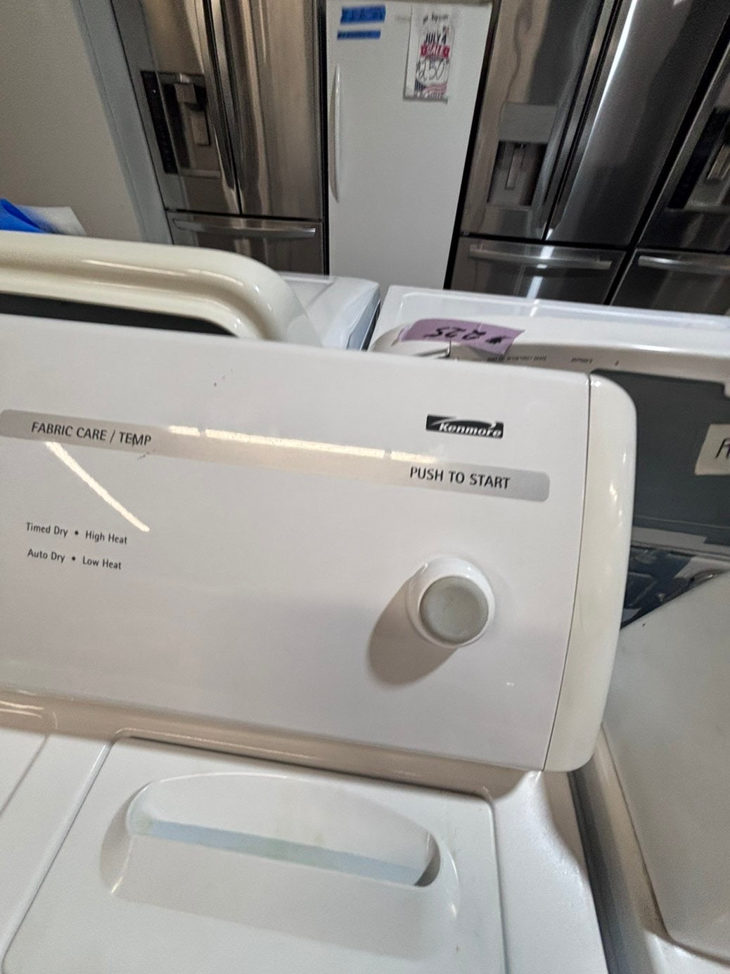 >*kenmore flat back side x side extra large capacity electric 220v dryer  29” wide 26”in Depth ,used -Refurbished #EDFW35B
