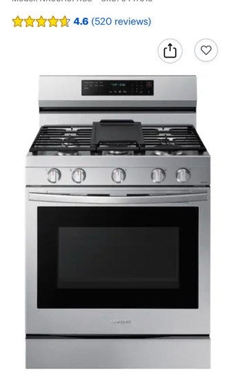 Open Box New Scratch&Dent Samsung - 6.0 Cu. Ft. Freestanding Gas Convection+ Range with WiFi and No-Preheat Air Fry - Stainless Steel #GRS60AB