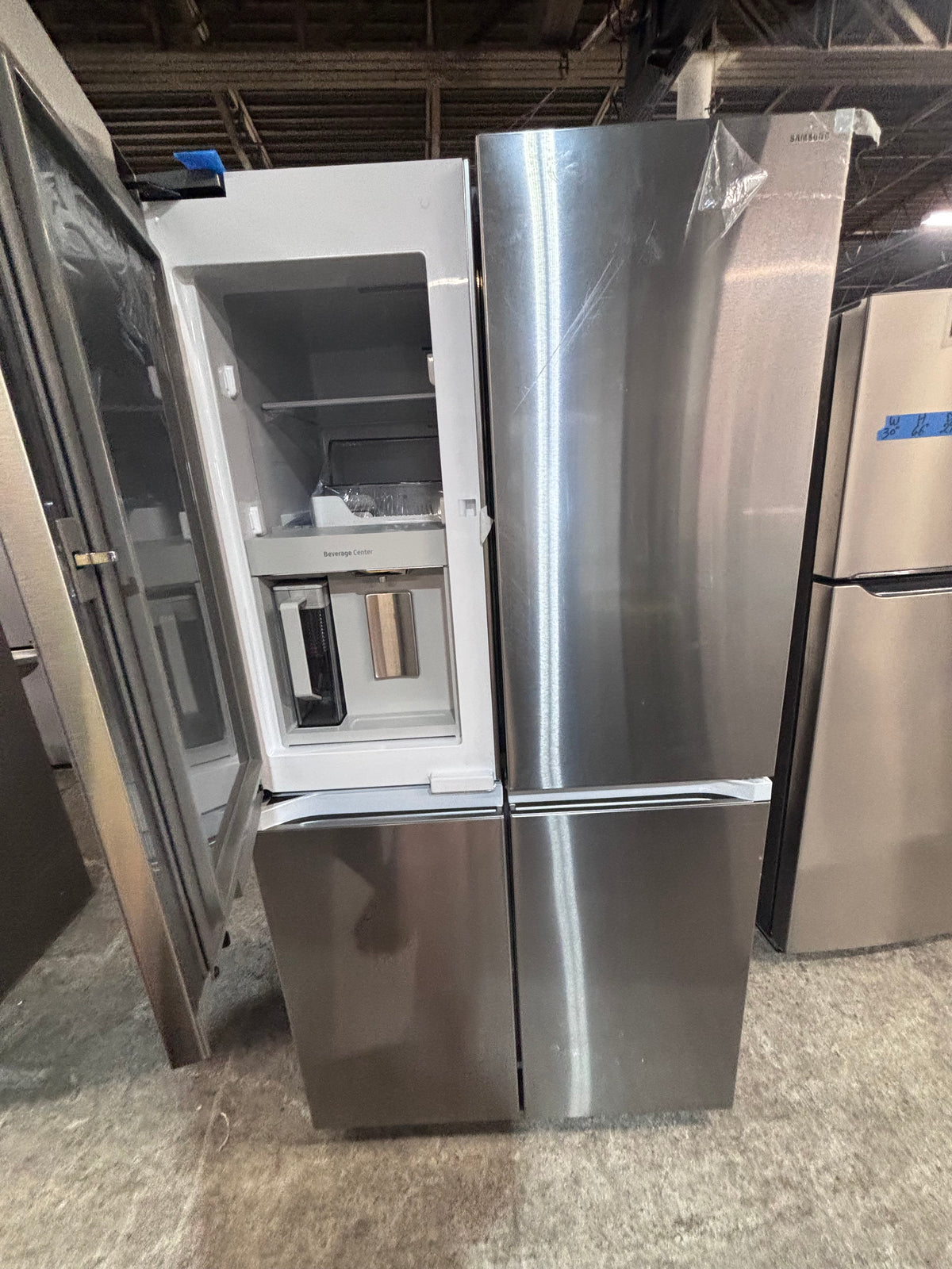 } New open box 📦 Samsung - 36 in. Wide Bespoke 23 Cu. Ft. 4-Door Flex French Door Counter Depth Refrigerator with Beverage Center - Stainless steel working 💯 with warranty #SCD23NB