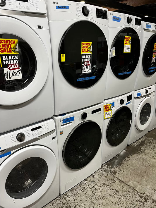 - Open Box 📦 Scratch & Dent mix match 4.5 Cu. Ft. Stackable SMART Front Load Washer in White with Steam and TurboWash360 Technology & 7.4 Cu. Ft. Vented SMART Stackable Electric Dryer in White with TurboSteam and Sensor Dry Technology 27" in #WD6396FB