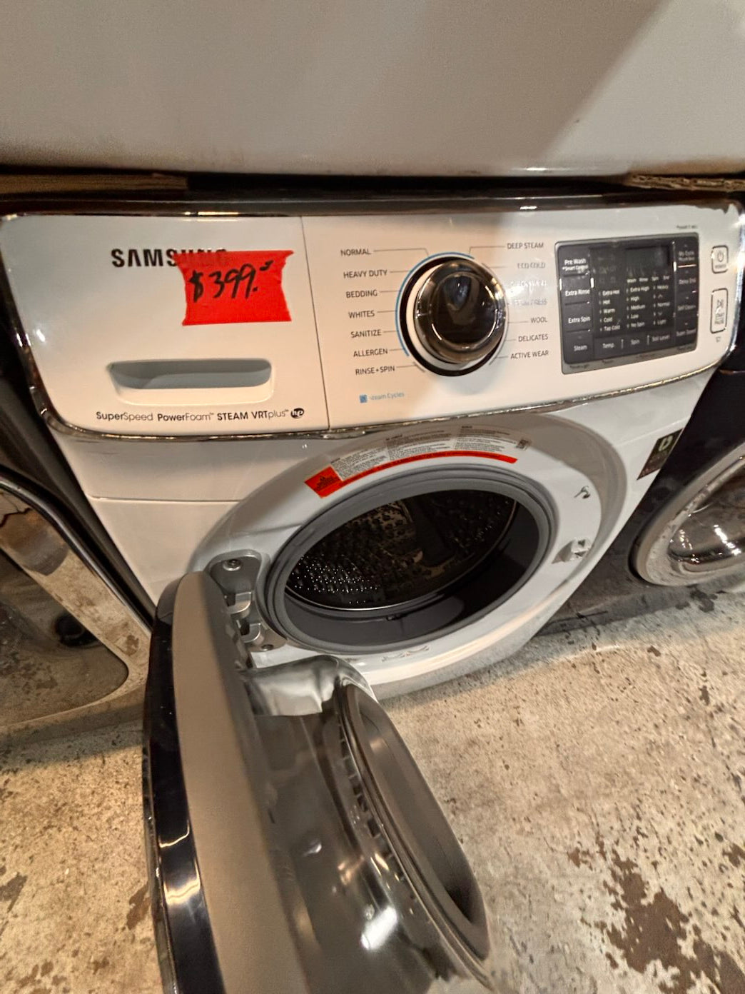 }} Samsung add-wash washer large capacity& electric dryer steam set front load stackable or side by side white  27” in used-Refurbished working 💯 with warranty  #SFH375ET