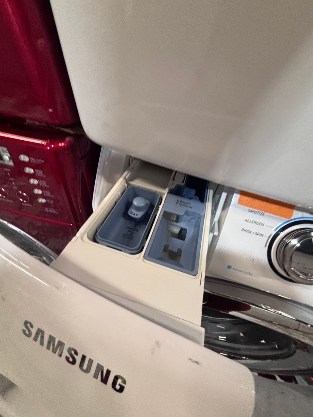 >*Samsung steam washer 4.5 cu ft & dryer 7.5 cu ft set electric steam 220v front load stackable or side by side - sensor dry white color   #WY458SET
