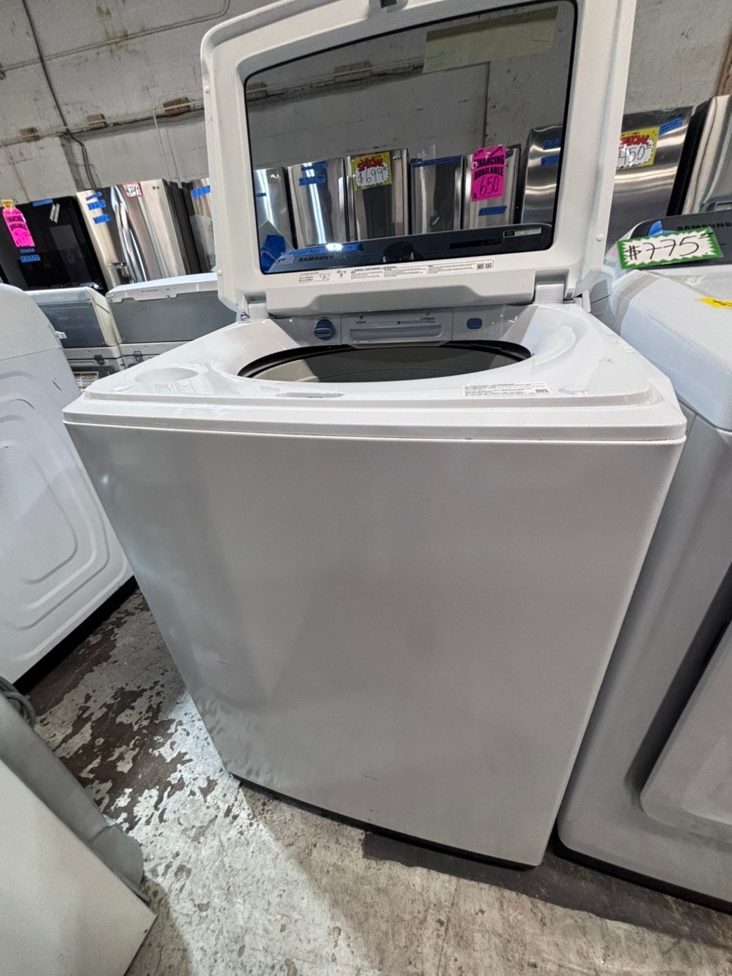 >*samsung extra  Large capacity white color Top load washer Drum stainless steel used,refurbished #SWPY57B