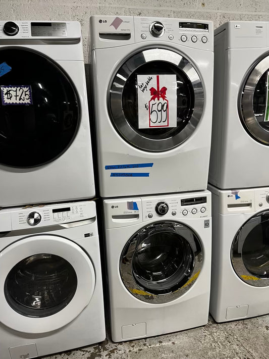🎄Holiday Sale 🎁LG washer 4.5 cu ft & dryer 7.5 cu ft set electric 220v front load stackable or side by side - sensor dry He in white  #ED49B6B