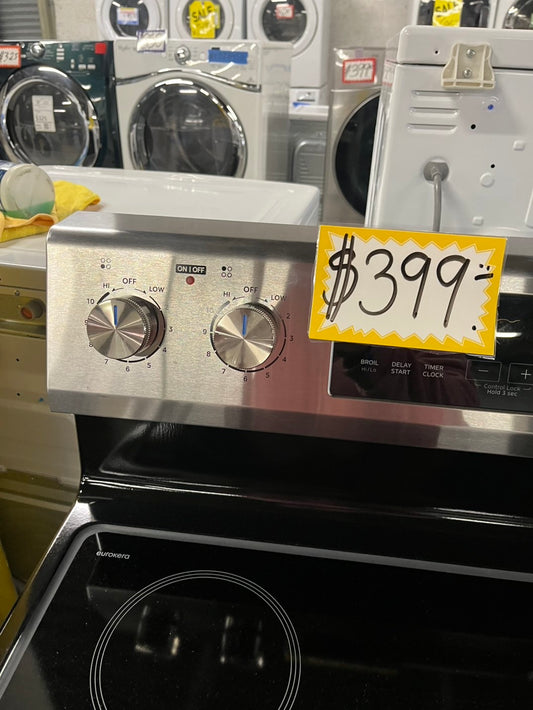 =🥳Frigidaire glass top electric 220v glass top range 5 burner Refurbished bake Broil steam clean  stainless steel 30" #ERF56TB