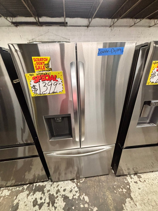 >special🎈New open box (costumer return ) LG - Counter-Depth MAX 25.5 Cu. Ft. French Door Smart Refrigerator with ice maker & water dispenser - Stainless Steel #RFLG55YB