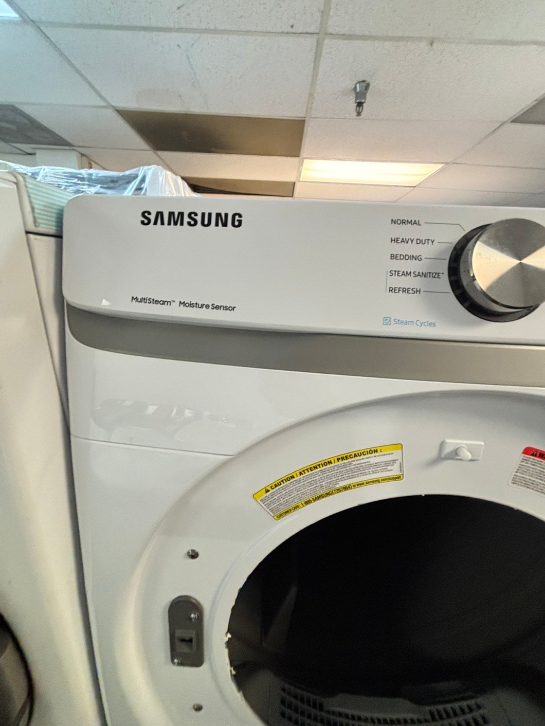-Samsung steam white color washer 4.5 cu ft & steam dryer 7.5 cu ft set electric 220v front load stackable or side by side -sensor dry HE  #WD1921VL