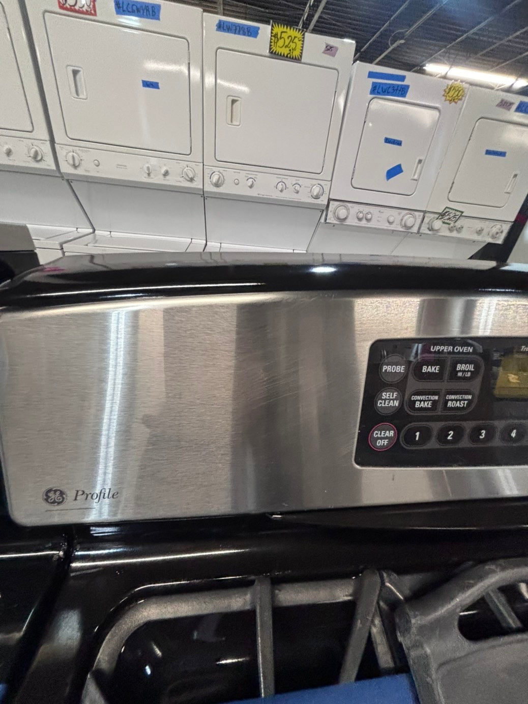 >>GE FUEL DUAL 220Vts Gas range 5 burner convection oven bake ,broil Hi/Lo self clean in stainless steel used-Refurbished 30” #SG11YSB