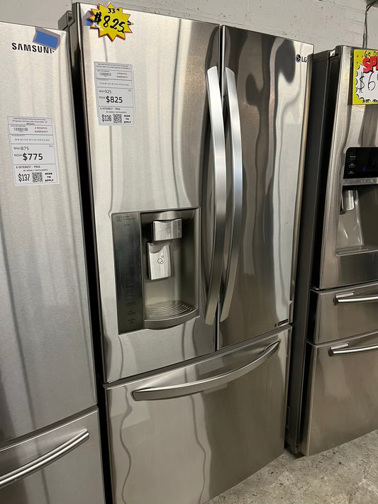 Used Refurbished LG French door refrigerator stainless steel w/ice water dispenser 33" #RF836LB-TR