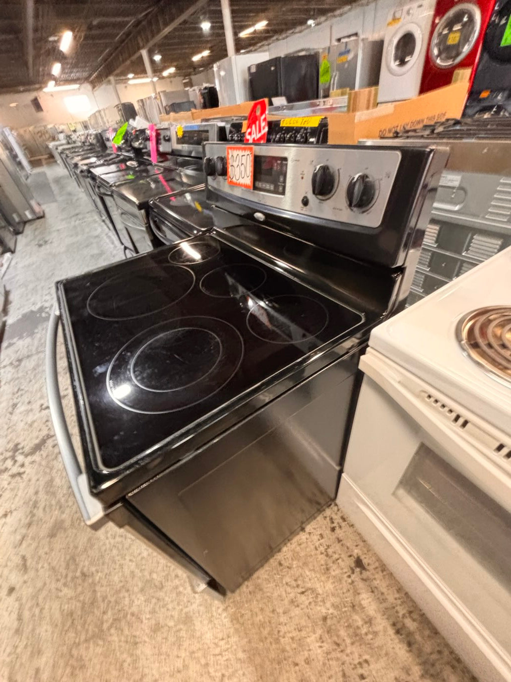 }} Whirlpool electric 220v glass top range bake Broil roast self clean oven stainless steel working 💯  with warranty ! 30" used-Refurbished #WHFT401B