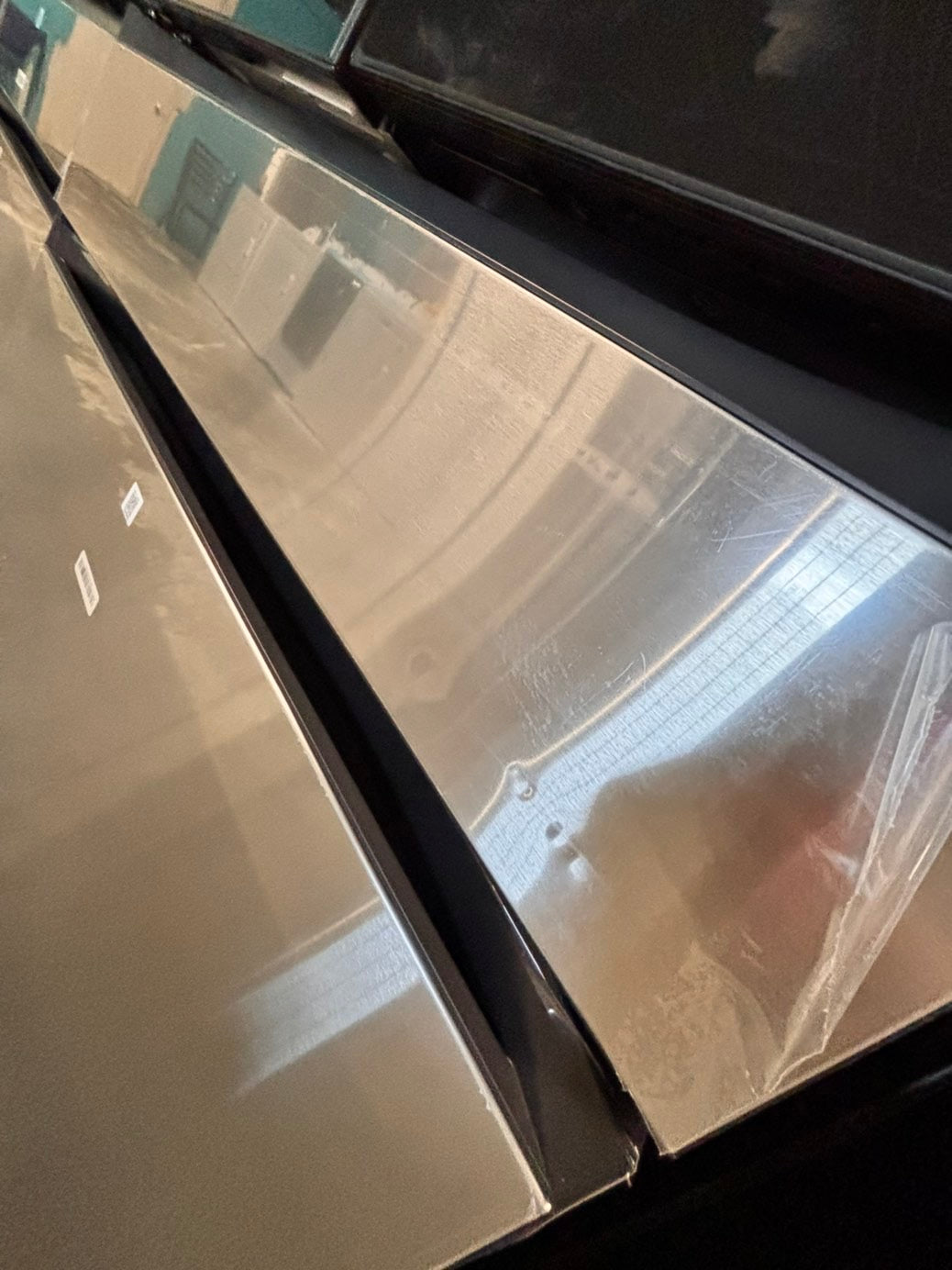 >new open box costumer return  Samsung Bespoke 23 cu. ft. Counter Depth 4-Door French Door Refrigerator in Stainless Steel with Family Hub in Charcoal Glass #RFFH1D41B