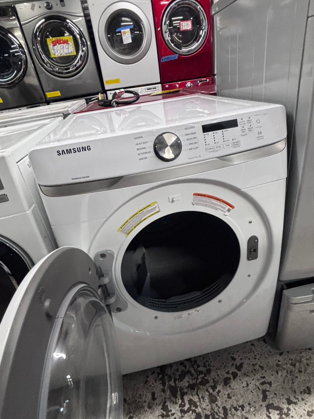 >*samsung front load stackable electric 220v dryer in white  color used-refurbished 27" #DSW26B