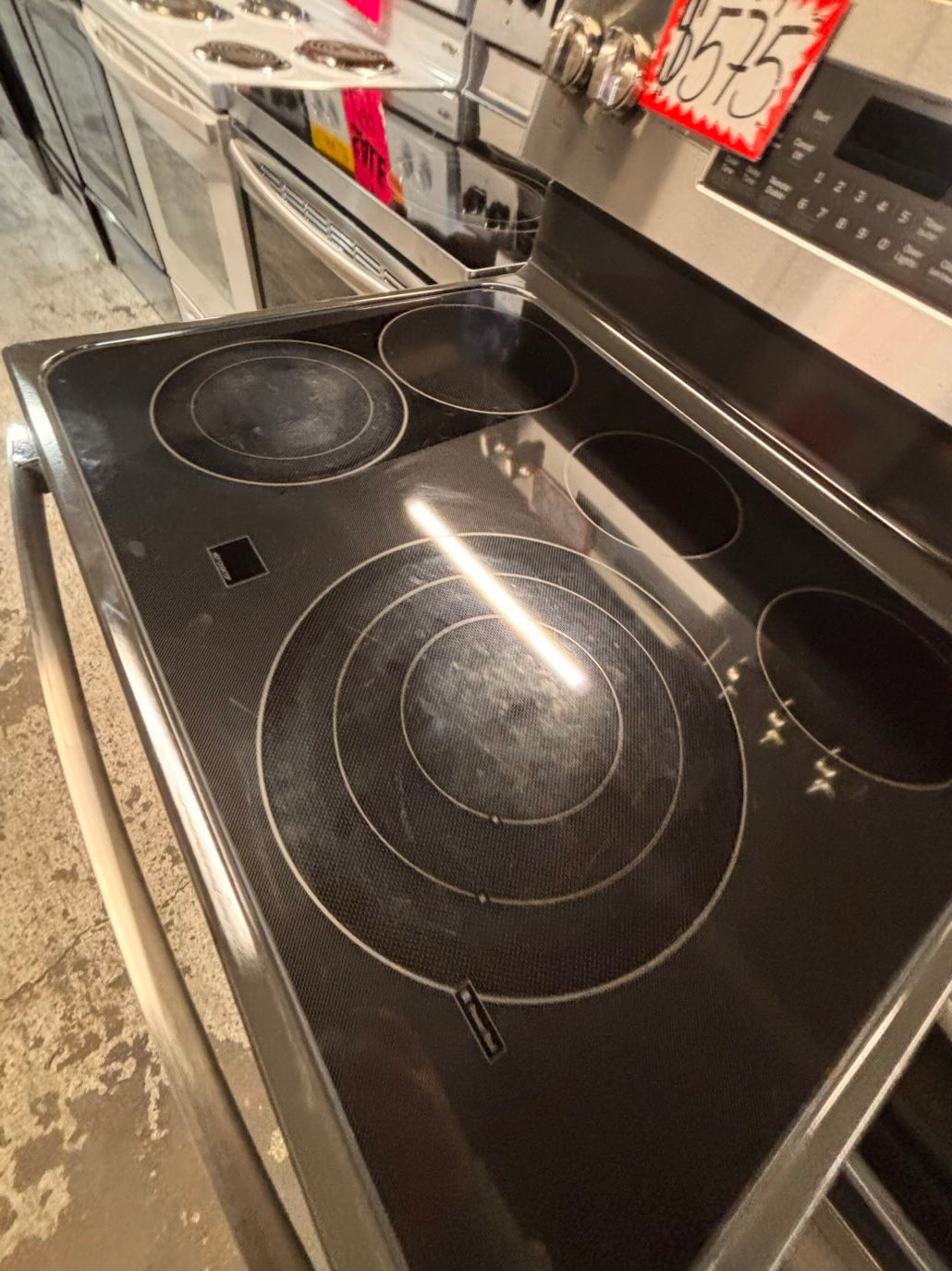 }} GE double oven Airfry convection oven electric 220v glass top range bake Broil roast self clean oven stainless steel working 💯  with warranty ! 30" used-Refurbished #GEST391B