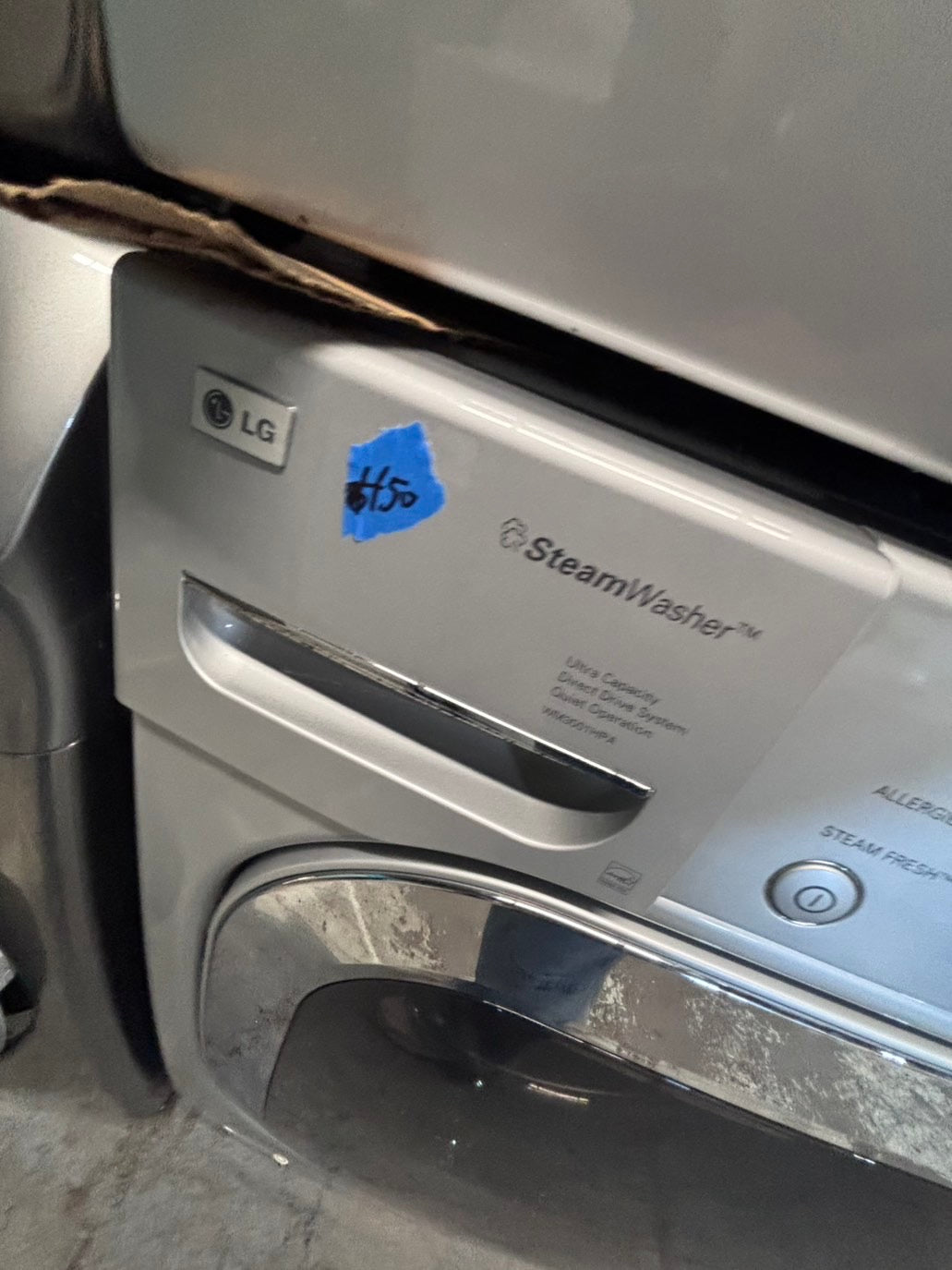 >*LG GAS  washer large capacity& dryer steam set front load stackable or side by side gray 27” in used-Refurbished #SFLG9B6ET