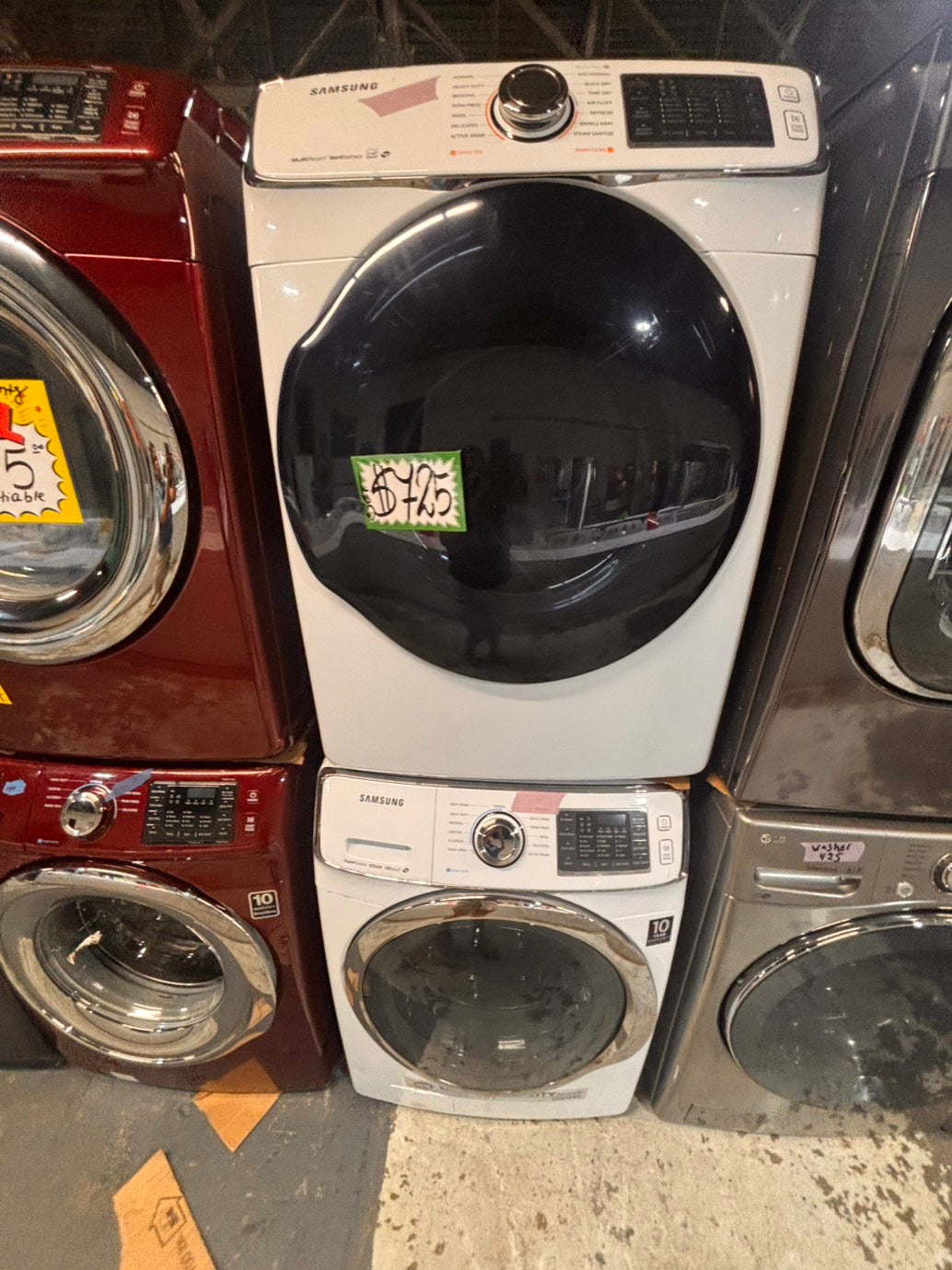 >*Samsung steam washer 4.5 cu ft & dryer 7.5 cu ft set electric steam 220v front load stackable or side by side - sensor dry white color   #WD658SET