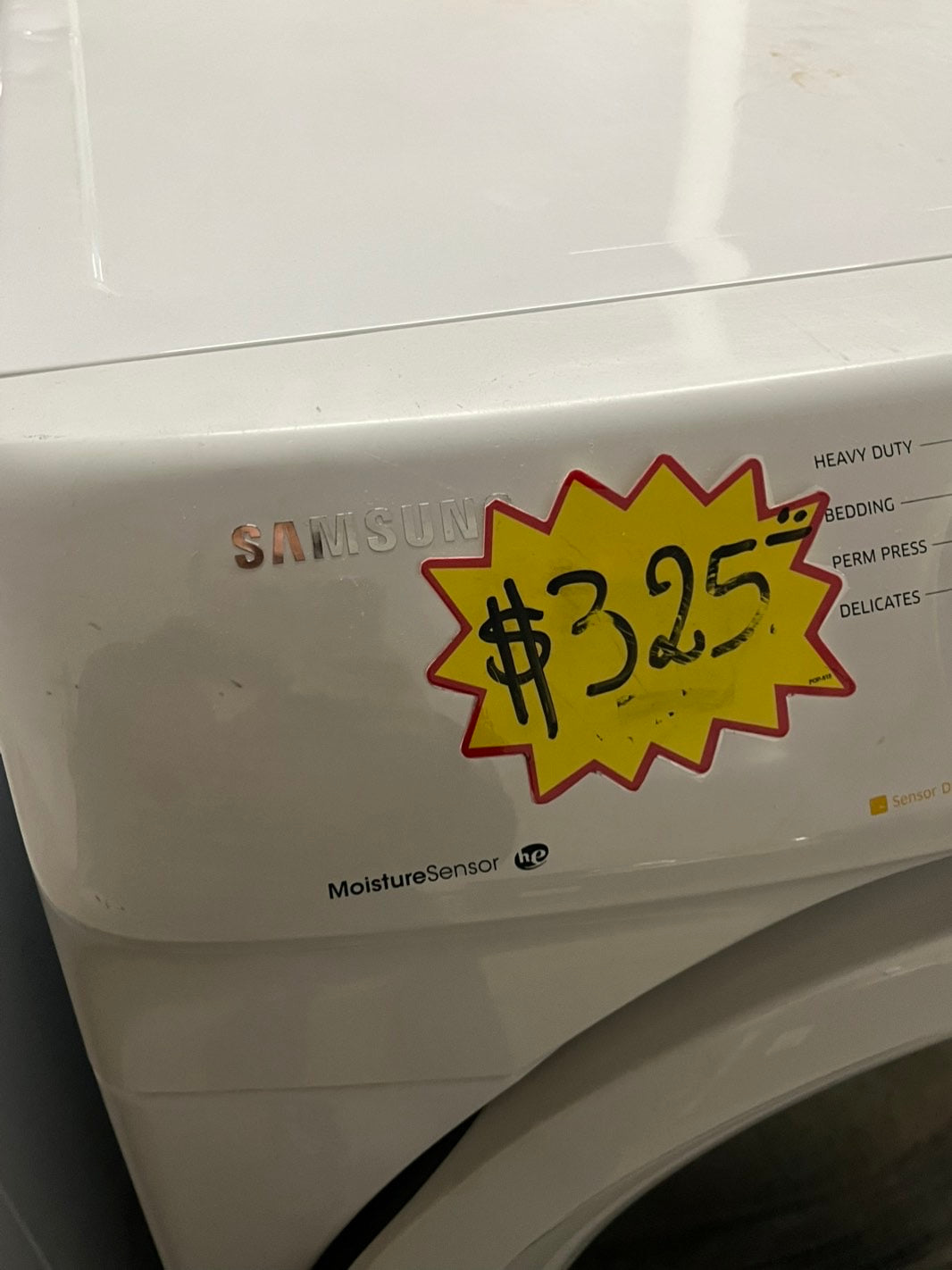 Samsung white front load electric dryer 7.8 cu. ft. Large capacity, 27” stackable or side by side  used-refurbished         #SSS11NB