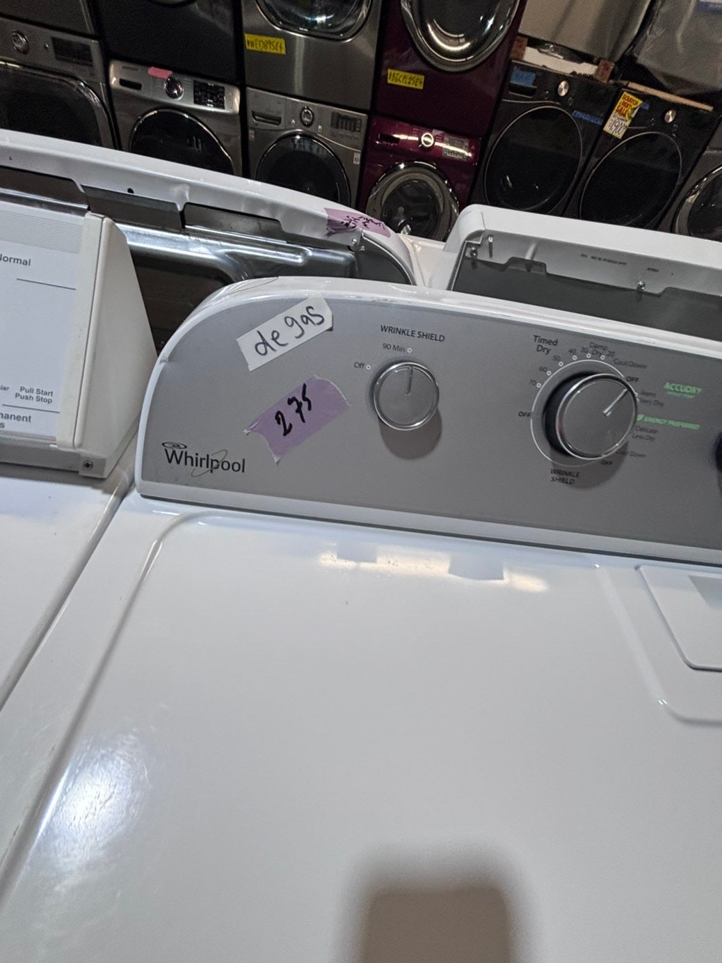 >*whirlpool 29” large capacity gas  dryer 110v side by side used-refurbished #M99AMAB