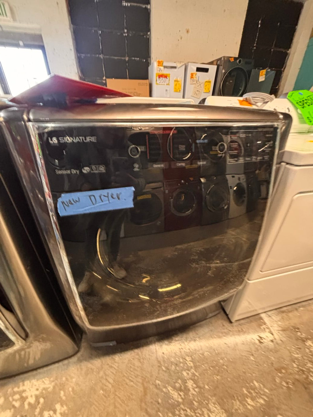 }} gray used washer & new open box dryer LG mega capacity gray front load  stackable or side by side  29” wide , used-Refurbished #MCP21WB