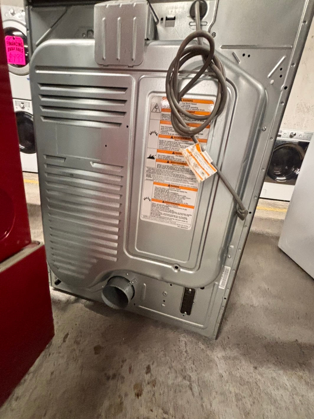 >LG  front load stackable GAS dryer in white , stainless steel drum 27" #ED771GB