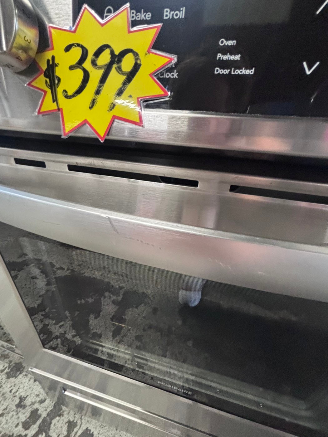 >Frigidaire slide in Glass top electric 220v range 5 burner warm zone bake broil self clean in stainless steel 30" used-Refurbished #ERSR27B