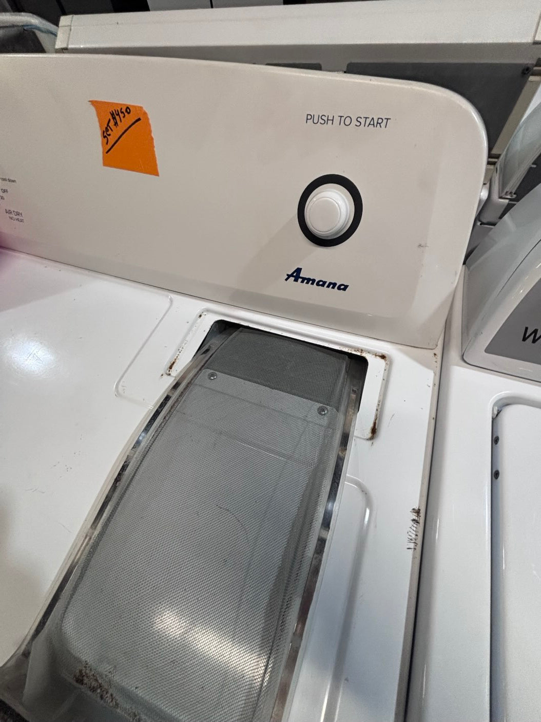 }}Amana  top load washer with agitator & electric dryer 220v  set top load side by side #AWM23TB