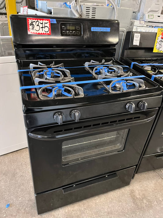 - Frigidaire GAS range black 4 burner  bake broil self clean 30” item number #GR505DB
