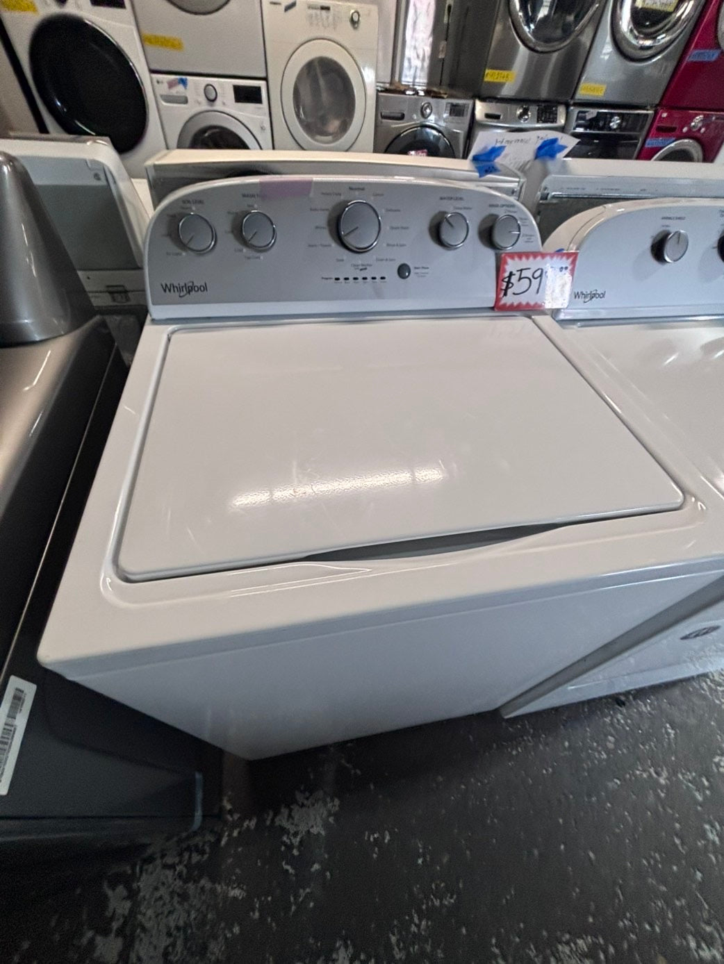 >*whirlpool top load washer large capacity with removable agitator  & electric dryer 220v  set top load side by side #MRM23YB