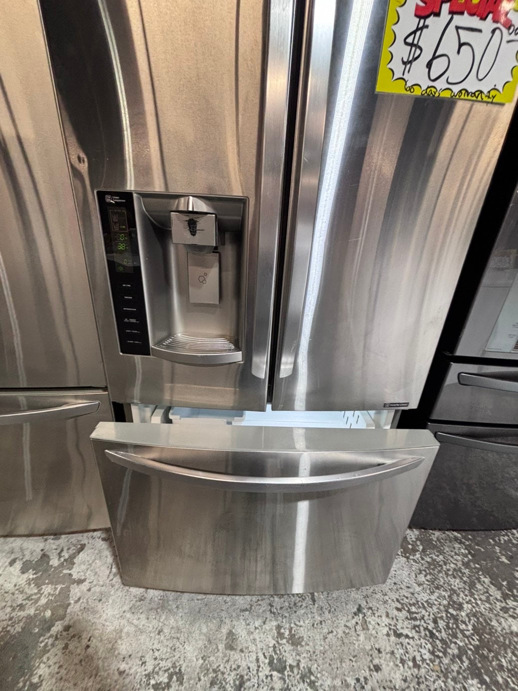>* special 🔥used-Refurbished LG 36”w x69h x 29 depth refrigerator stainless steel w/ice & water dispenser 36 “ #LGDF74B
