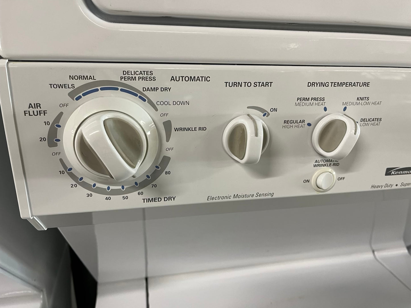 - Kenmore stacked laundry center Electric 220v washer & dryer set in white 27" #LC753AB