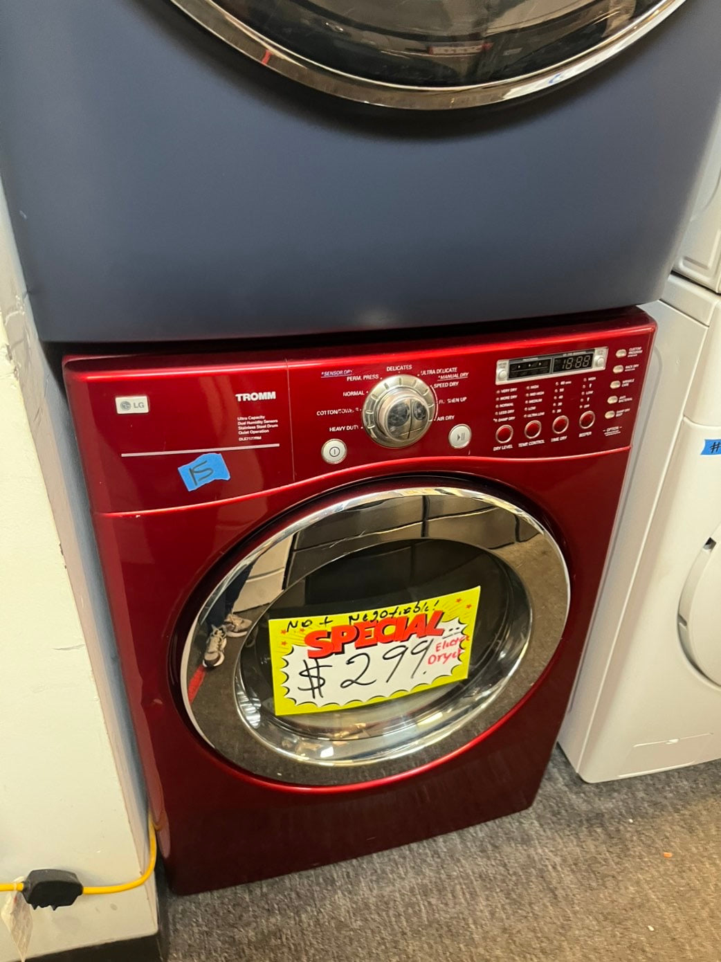Used like new LG - 7.1 Cu. Ft. Stackable  Electric Dryer Red  Tromm ultra capacity #E238ML