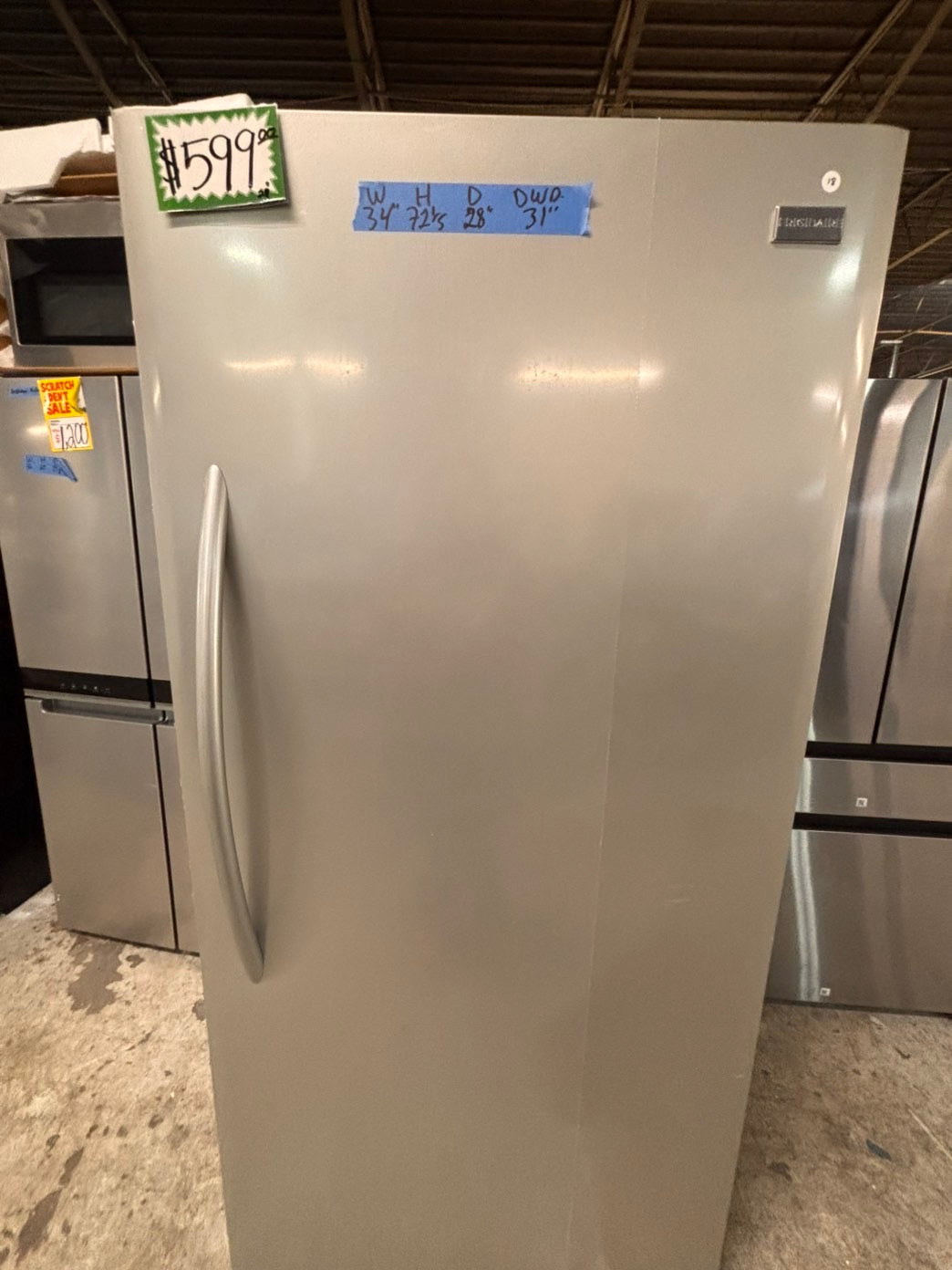 >>whirlpool 33”wide x 66 height x  25”depth up-right freezer stainless steel 20cu.ft Refurbished-used #RF5CZXB